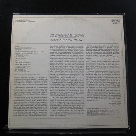 Sly & The Family Stone – DANCE TO THE MUSIC – achterkant hoes