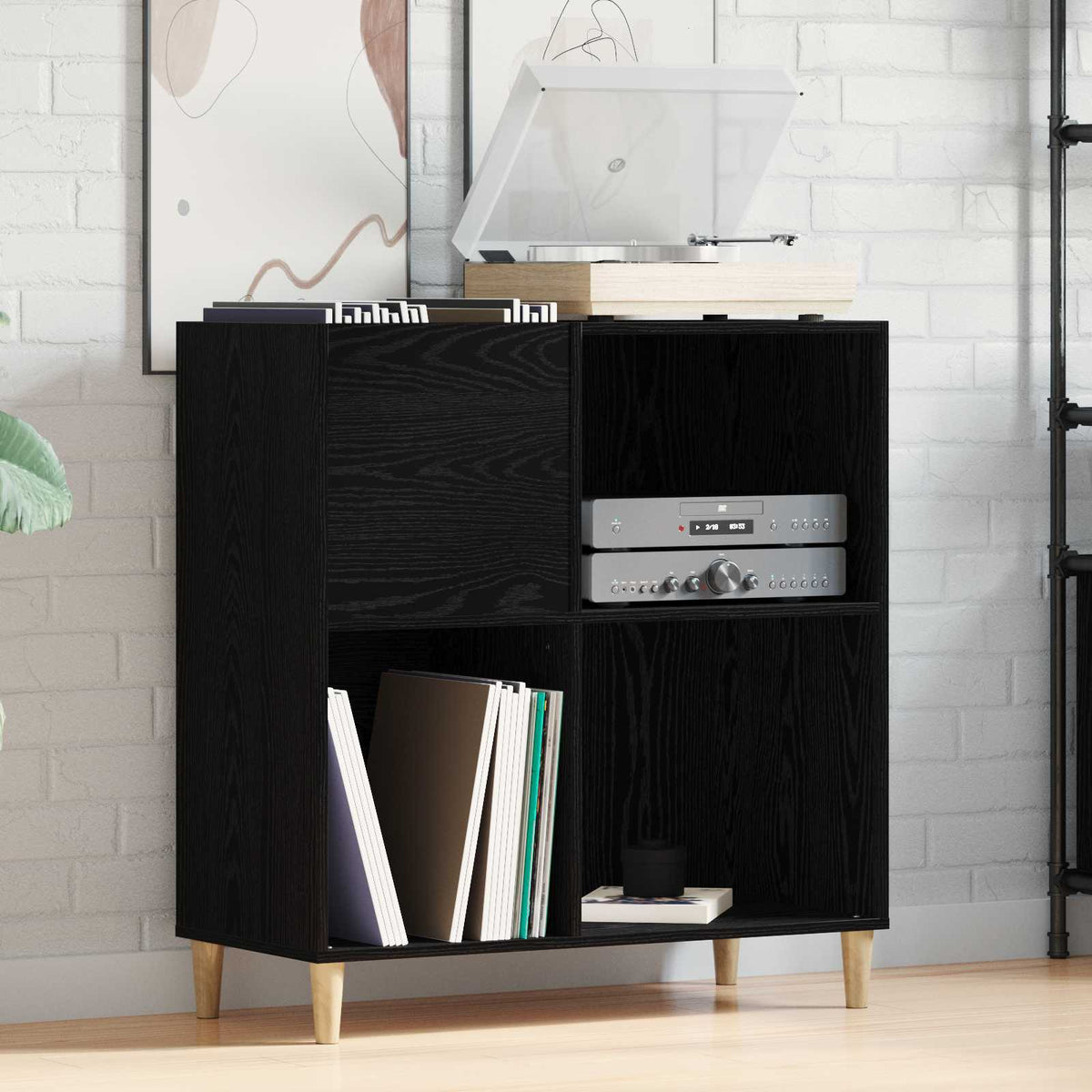Platenkast 84,5X38X89 Cm Bewerkt Hout