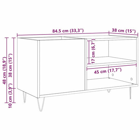 Platenkast 85 X 38 X 48 Cm Bewerkt Hout