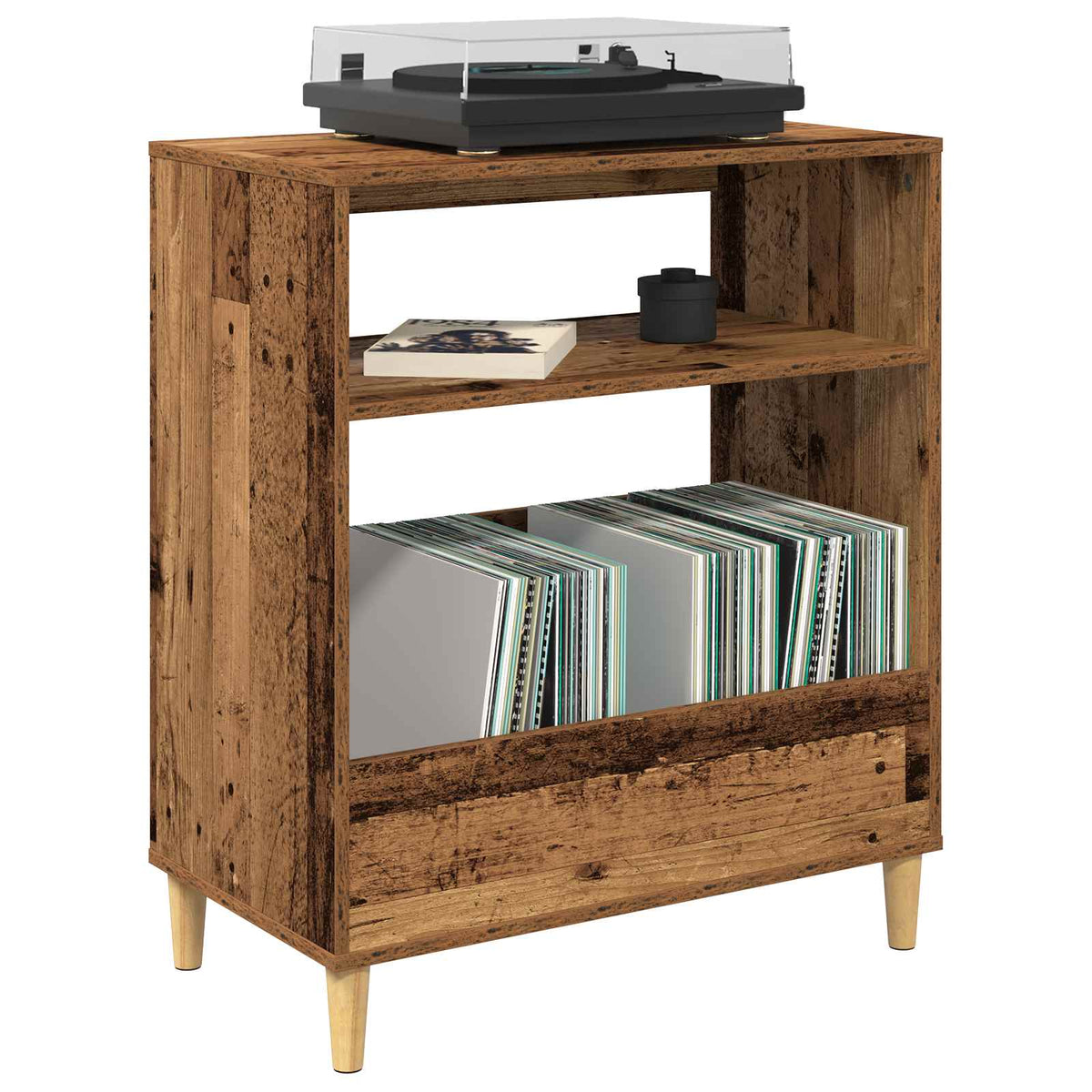 Platen Speler Standaard 71 X 39,5 X 83 Cm Bewerkt Hout