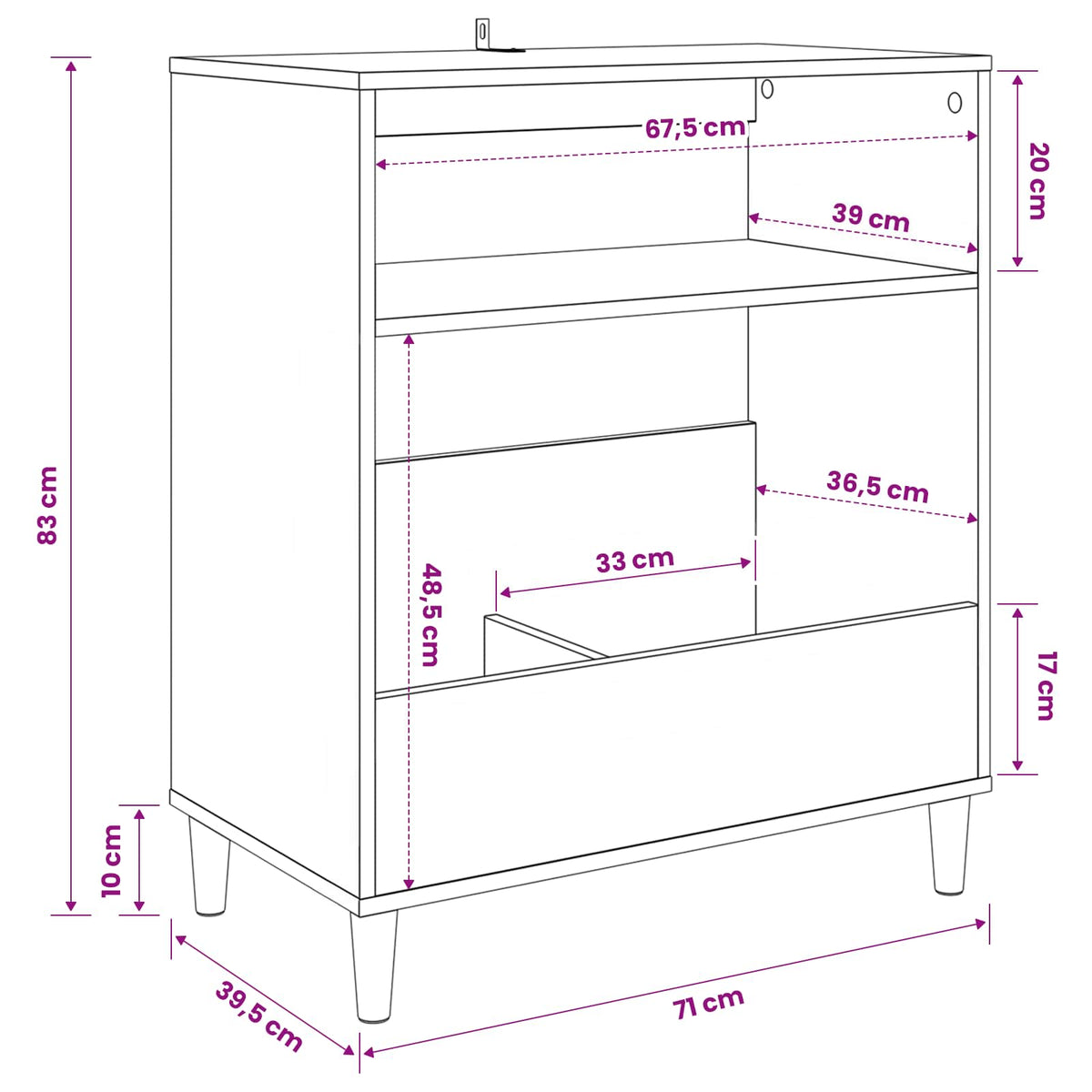 Platen Speler Standaard 71 X 39,5 X 83 Cm Bewerkt Hout