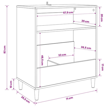 Platen Speler Standaard 71 X 39,5 X 83 Cm Bewerkt Hout