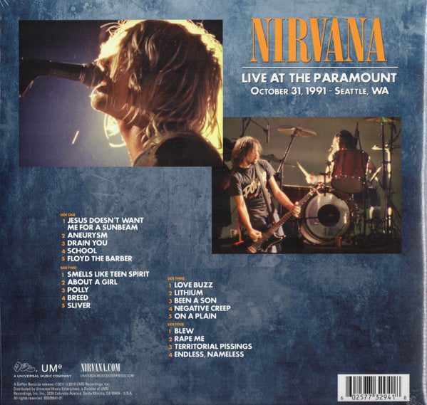 Nirvana – LIVE AT THE PARAMOUNT – achterkant hoes