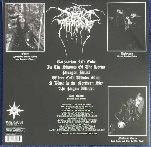 Darkthrone – A BLAZE IN THE NORTHERN SKY – achterkant hoes