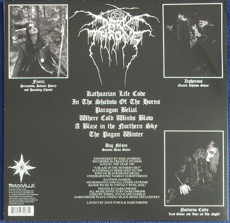 Darkthrone – A BLAZE IN THE NORTHERN SKY – achterkant hoes