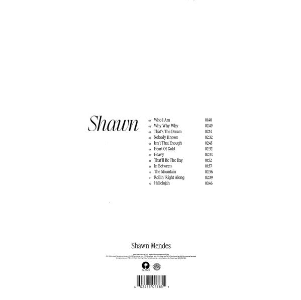 Shawn Mendes – SHAWN – achterkant hoes