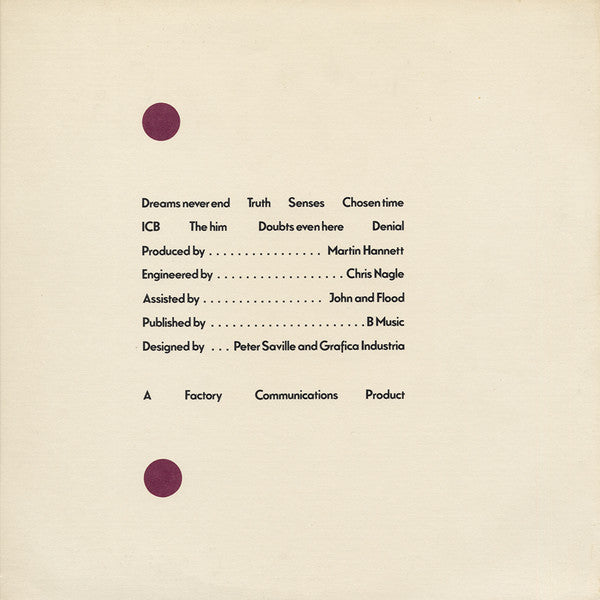 New Order – Movement – achterkant hoes
