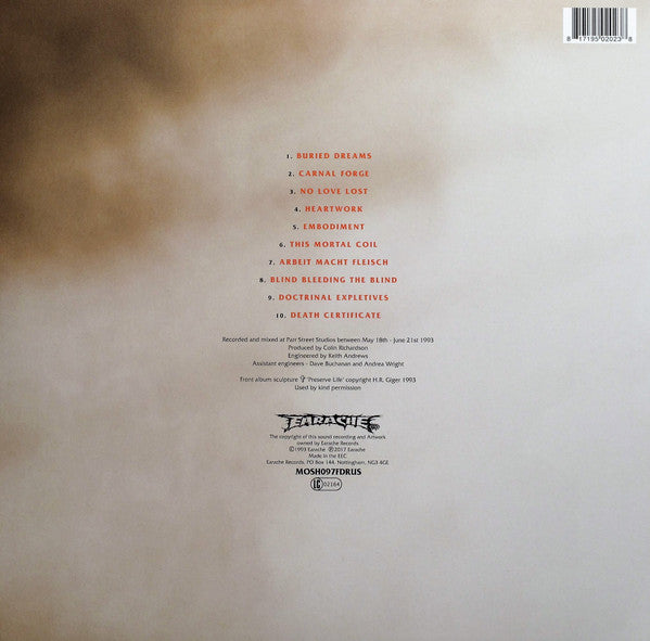 Carcass – HEARTWORK – achterkant hoes