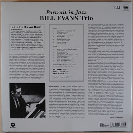 Bill Evans Trio – PORTRAIT IN JAZZ – achterkant hoes