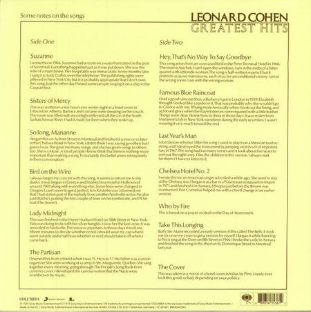 Leonard Cohen – Greatest Hits – achterkant hoes