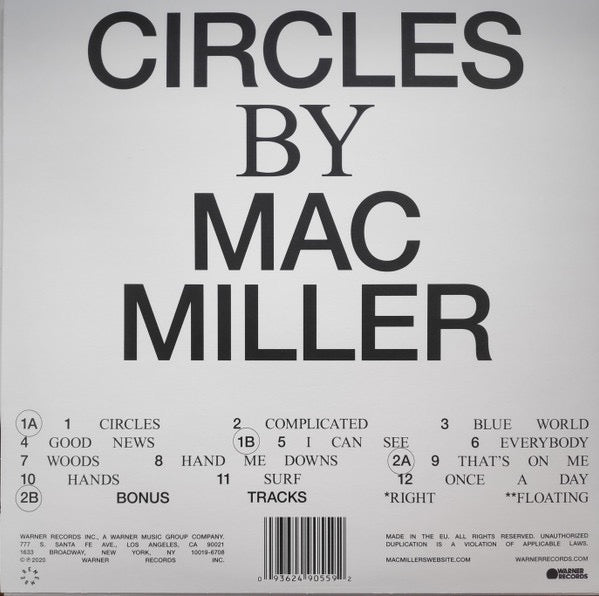 Mac Miller – CIRCLES – achterkant hoes