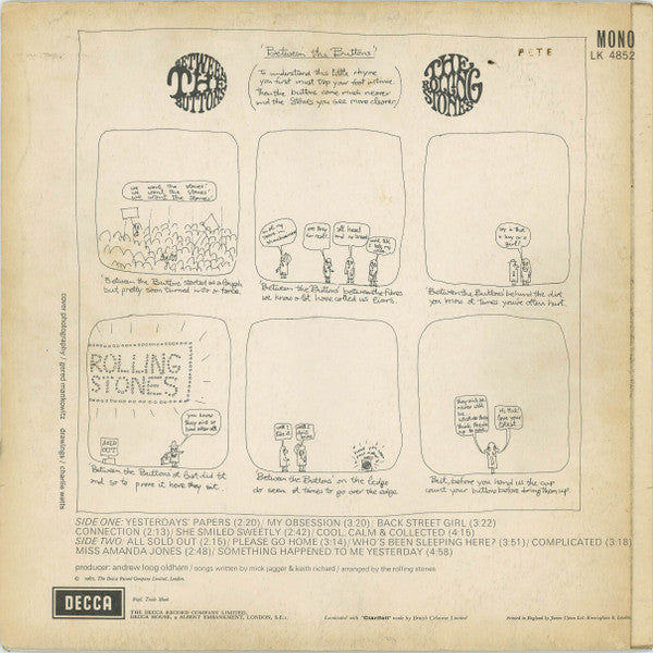 The Rolling Stones – BETWEEN THE BUTTONS – achterkant hoes