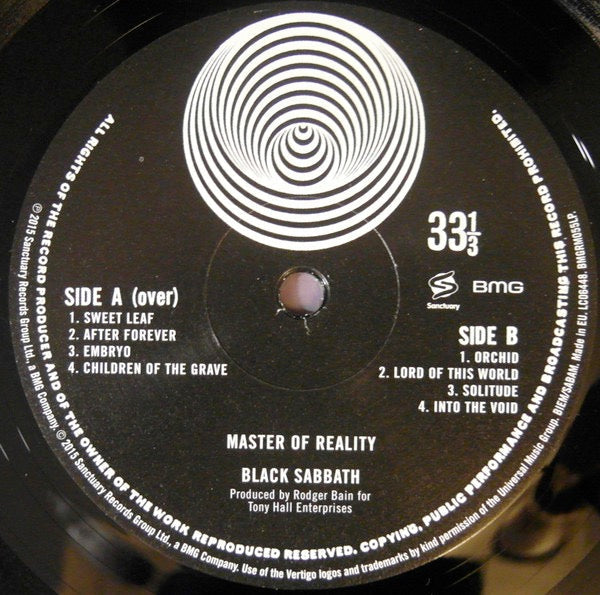 Black Sabbath – Master of Reality – achterkant hoes