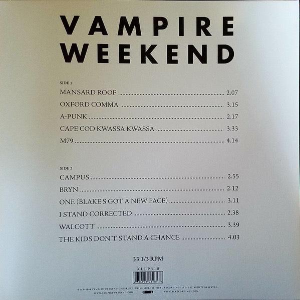 Vampire Weekend – VAMPIRE WEEKEND – achterkant hoes