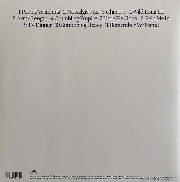 Sam Fender – People Watching – achterkant hoes