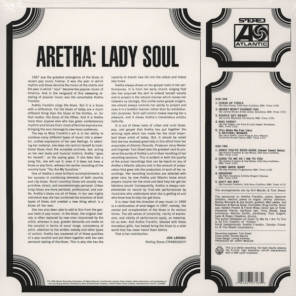 Aretha Franklin – Lady Soul – achterkant hoes