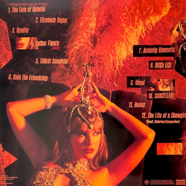 Taylor Swift – The Life of a Showgirl – achterkant hoes