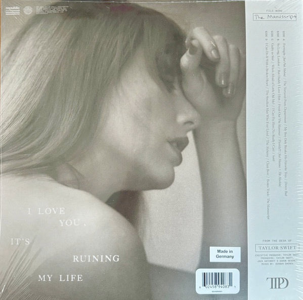 Taylor Swift – The Tortured Poets Department – achterkant hoes