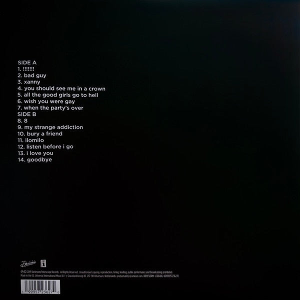 Billie Eilish – When We All Fall Asleep, Where Do We Go? – achterkant hoes