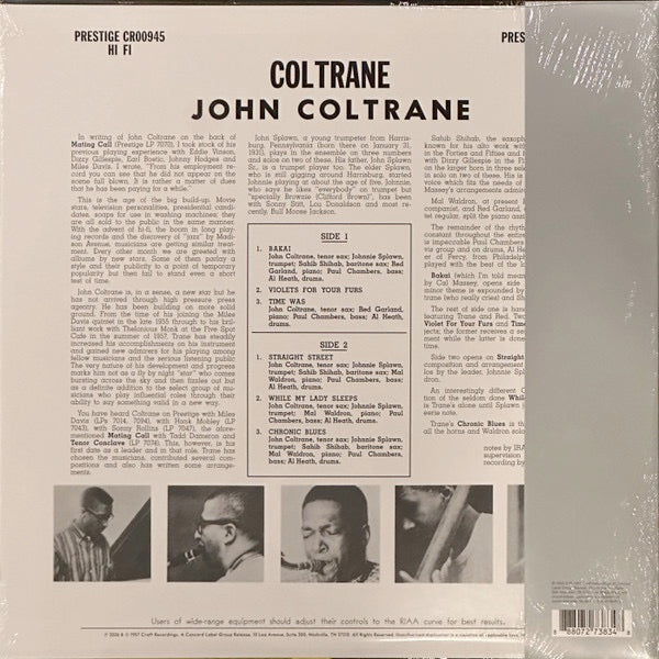 John Coltrane – COLTRANE – achterkant hoes