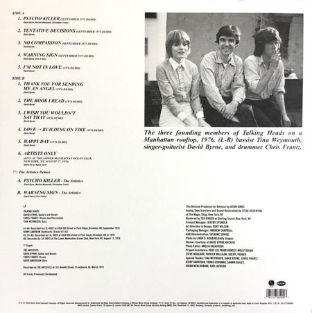 Talking Heads – TENTATIVE DECISIONS: DEMOS & LIVE – achterkant hoes