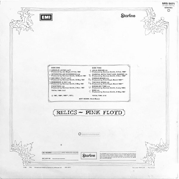 Pink Floyd – Relics – achterkant hoes