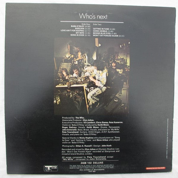 The Who – Who's Next – achterkant hoes