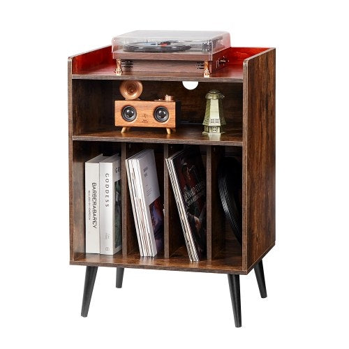 Record Player Stand with LED Light, 3 Tiers Turntable Stand with